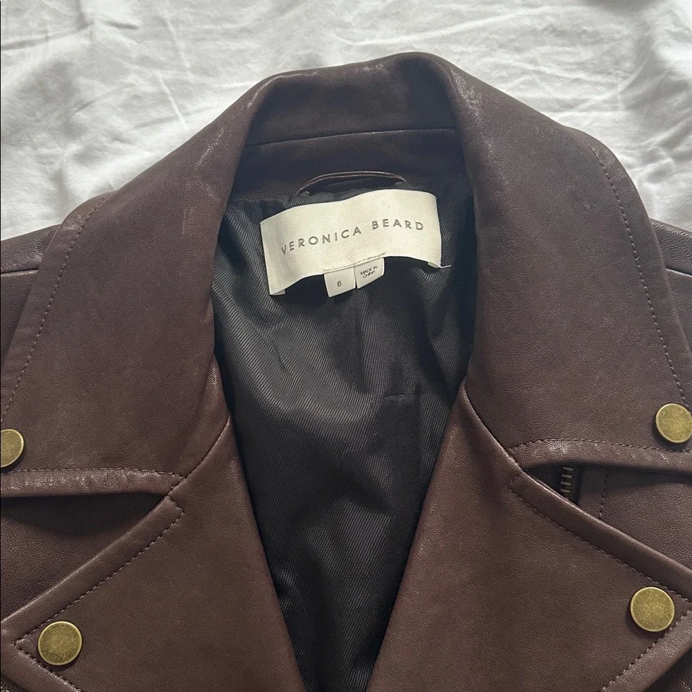 Veronica Beard Chocolate Leather Jacket - Picture 2 of 4
